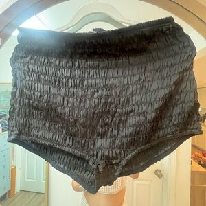 Free People Bloomers - Black Smocked High-Waist Lounge Shorts
